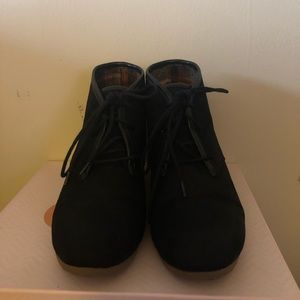 Black lace up wedges